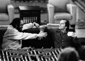 Stanley Kubrick e Jack Nicholson sul set di Shining, 1980